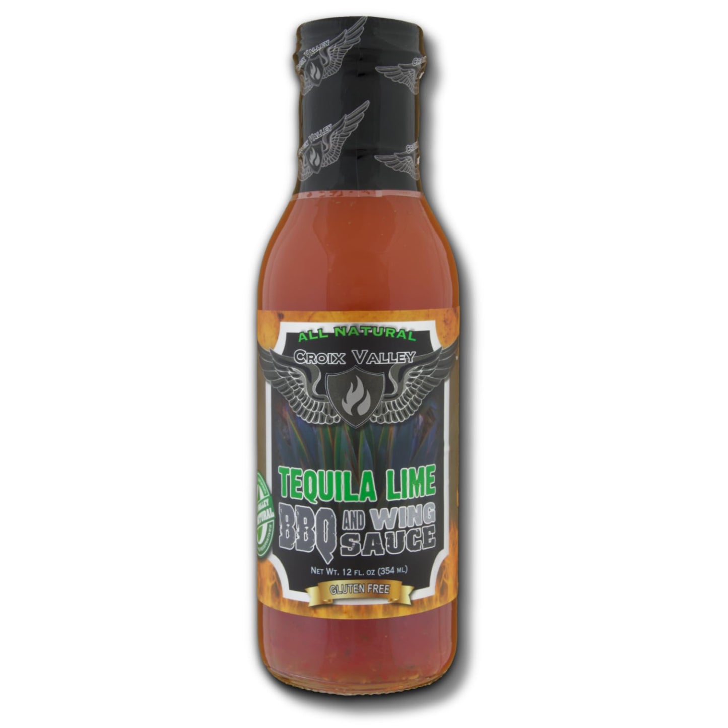Croix Valley Tequila Lime BBQ & Wing Sauce - 3 Pack (12 oz Glass Bottles) - Bright Lime with Barrel-Aged Tequila Depth - Zero Sodium , Gluten-Free, No
