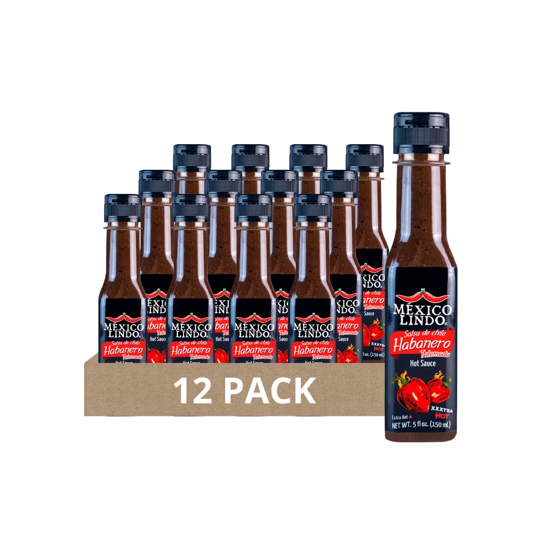 Mexico Lindo Habanero Hot Sauce Xxxtra Hot | 83,200 Scoville Level | Mix of Habanero, Tatemados & Spices | Perfect for Quesadillas, Soups & Nachos | 5
