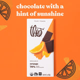 Theo Chocolate Orange Organic Dark Chocolate Bar, 70% Cacao, 6 Pack | Vegan, Fair Trade