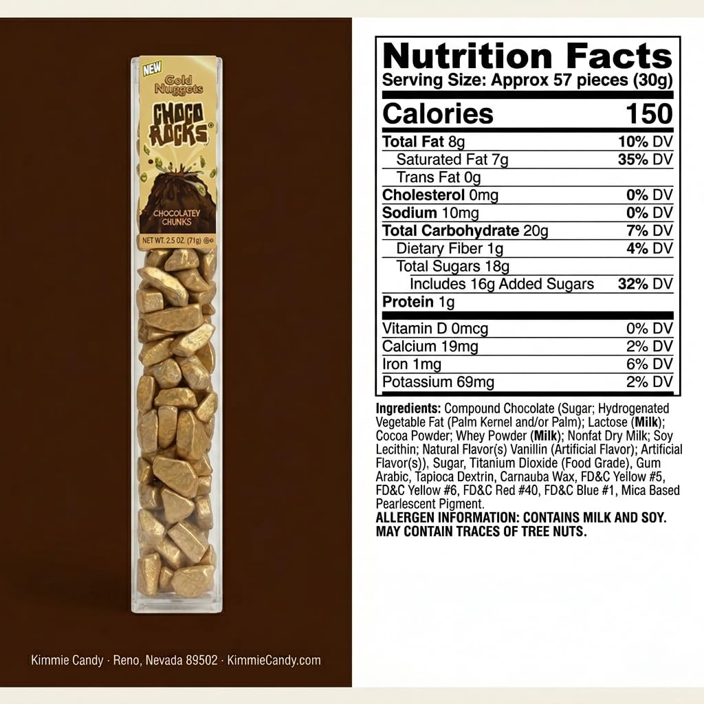 Kimmie Candy ChocoRocks Gold Nuggets, Gold-Shaped Chocolate Candy for Snacking & Cake Decorating | 2.5 oz (Pack of 3) | Gluten-Free