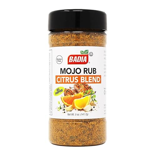 Badia Mojo Rub Citrus Blend 5 oz - Zesty Garlic & Citrus Marinade Seasoning - Bold Latin Inspired Dry Rub with Orange, Lemon & Lime