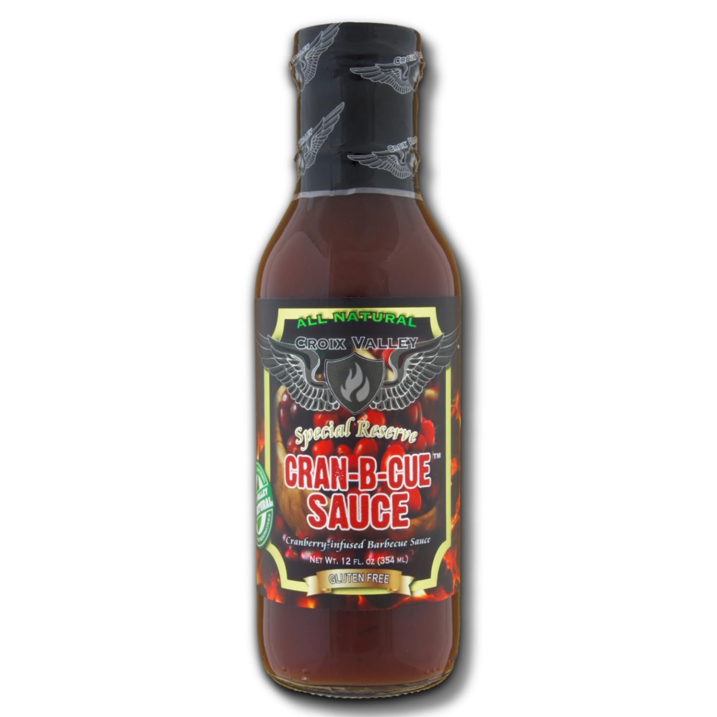 Croix Valley Cran-B-Cue™ BBQ Sauce - 3 Pack (12 oz Glass Bottles) - Real Cranberry Sweet & Tart Flavor - Gluten-Free, No MSG, No High Fructose Corn