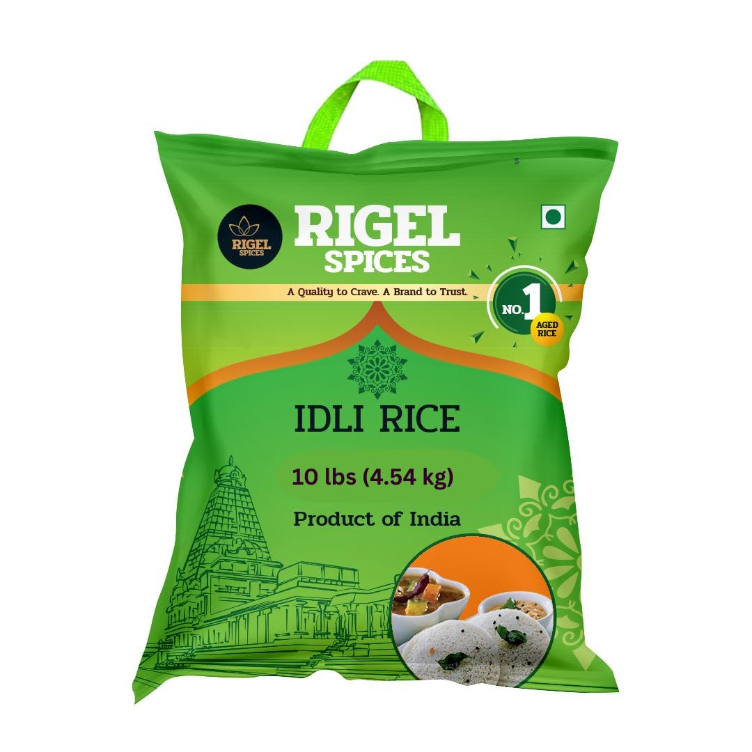 Rigel Spices Idly Rice10 lbs (4.54 kg) | Authentic South Indian Rice for Soft & Fluffy Idlis and Crispy Dosas | Ideal for Breakfast, Daily Meals, and Traditional Recipes
