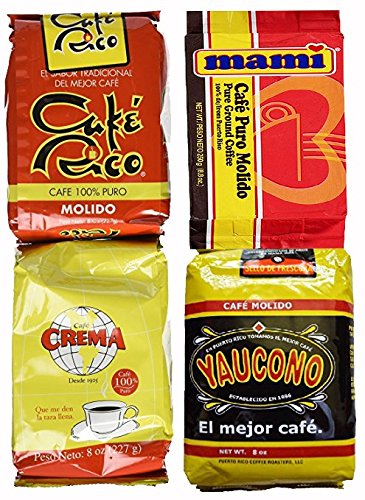 Puerto Rican Variety Pack Ground Coffee - 4 Local Favorites in 8 Oz Bags V.4 (2 lbs Total)
