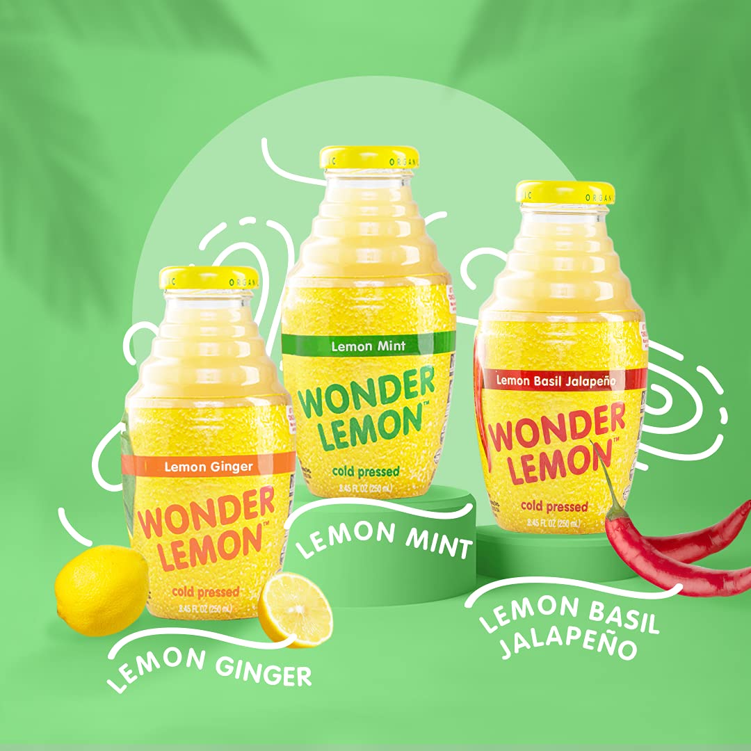 Wonder Lemon Organic Lemon Basil Jalapeno Cold Pressed Juice, 8.45oz (6 Pack)