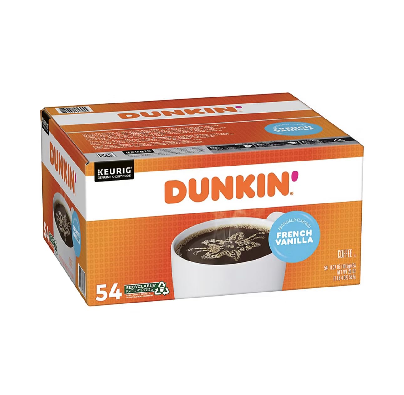 Dunkin' French Vanilla Coffee, 54 Keurig K-Cup Pods