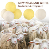 Wool Dryer Balls XL 6 Pack Pure Organic Wool Premium Reusable Fabric Softener New Zealand Sheep Wool Ball for Dryer Natural Fabric Softener Saves