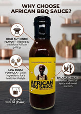 African BBQ Sauce - Bold, Smoky & Spicy Barbecue Sauce | Low Sugar BBQ Sauce, Marinade & Glaze for Chicken, Ribs, Wings, Steak & Seafood | Peri-Peri