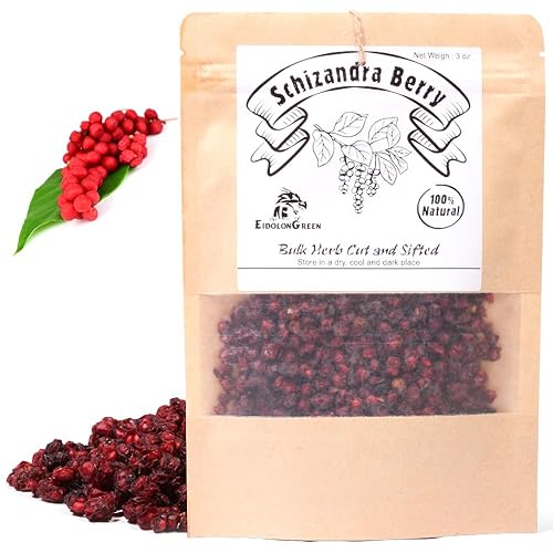 EidolonGreen [China Medicinal Herb] Dried Schisandra Berries (Schisandra/Wuweizi/???) - 100% Natural Five-Flavor Fruit Herbal Tea, 3 oz (88g)