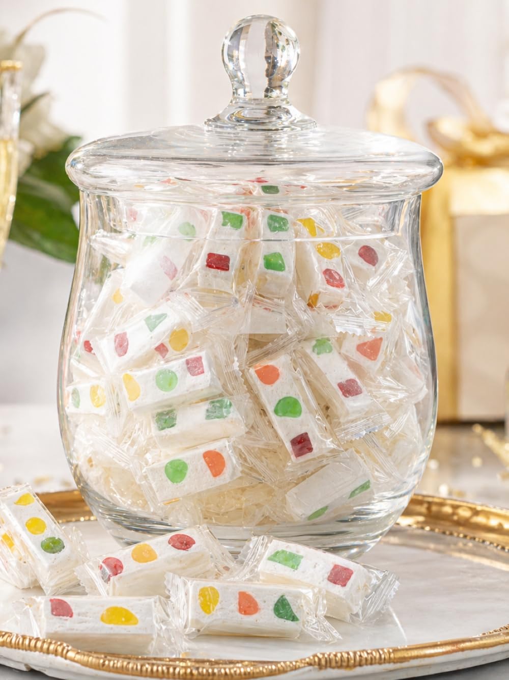 Jube Nougats Chewy Candy | 30 Pieces of Fruity Jelly Nougat Bites | Individually Wrapped Assorted Treats | Soft Colorful Snack Bag