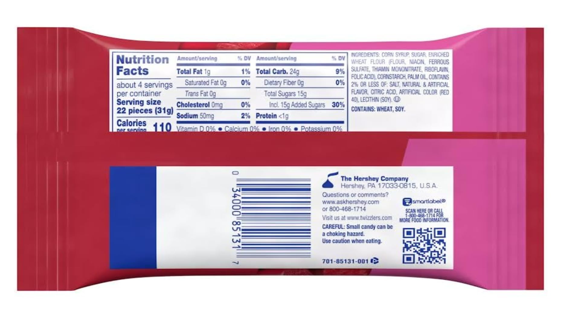Twizzlers Cherry Nibs - Pack of 4 - Low Fat Snacks that Everyone is Sure to Love - King Size Delicious Cherry Gummy Candy
