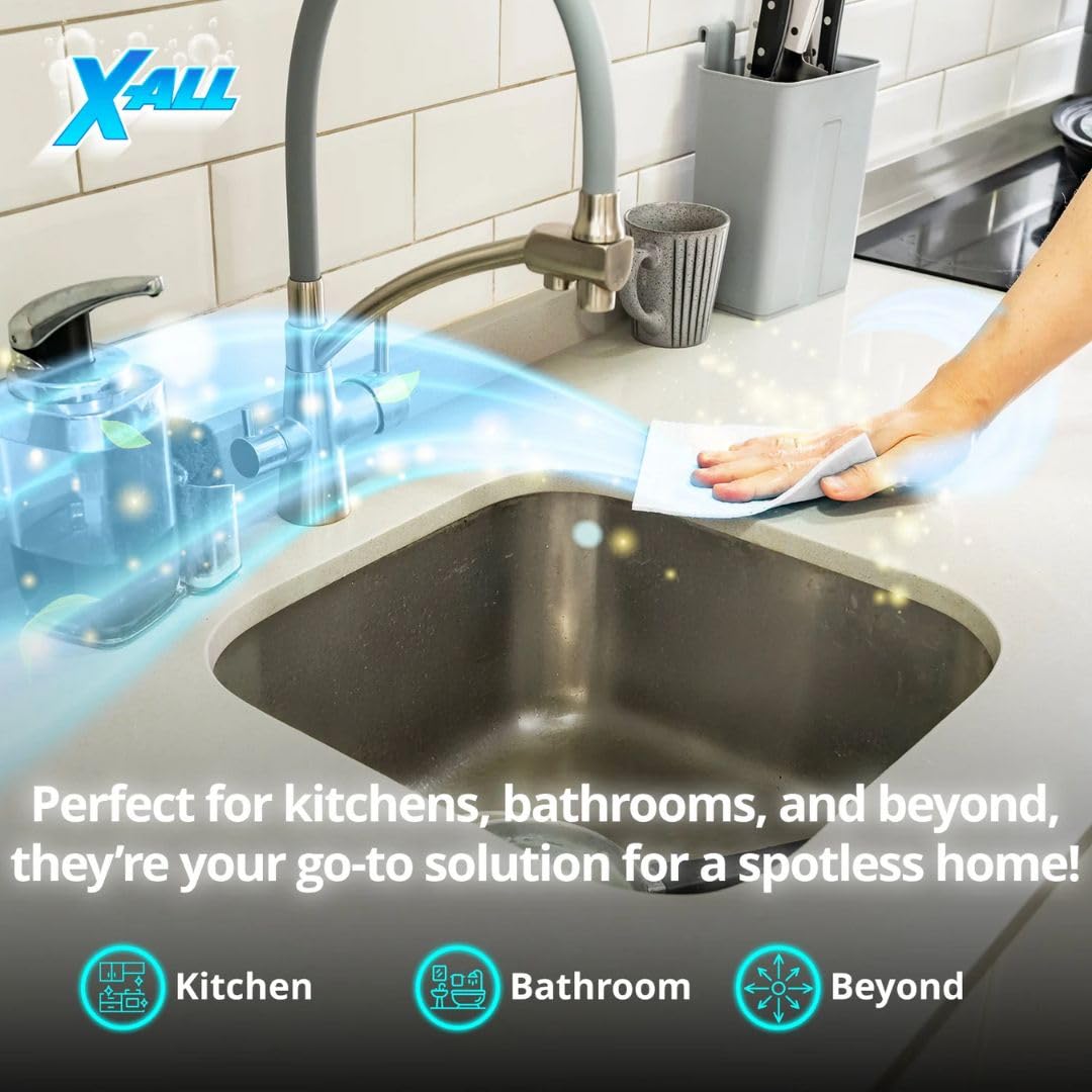 X-ALL Magic Wipes Multi-Use Cleaning Cloths, 1 Pack (6 Wipes) - Reusable & Washable, Ultra-Absorbent, Lint-Free Household Cleaning Cloths - 1 Cloth