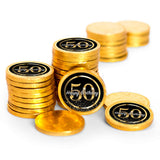 80ct 50th Birthday Candy Party Favors Chocolate Coins (80 Count) - Gold Foil - By Just Candy