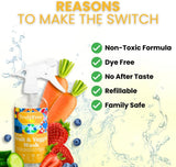 Truly Free Fruit and Vegetable Wash Refills | Veggie Wash Removes 99% Dirt & Wax | Plant-Based Produce Cleaner Spray | No Aftertaste, Made in USA |