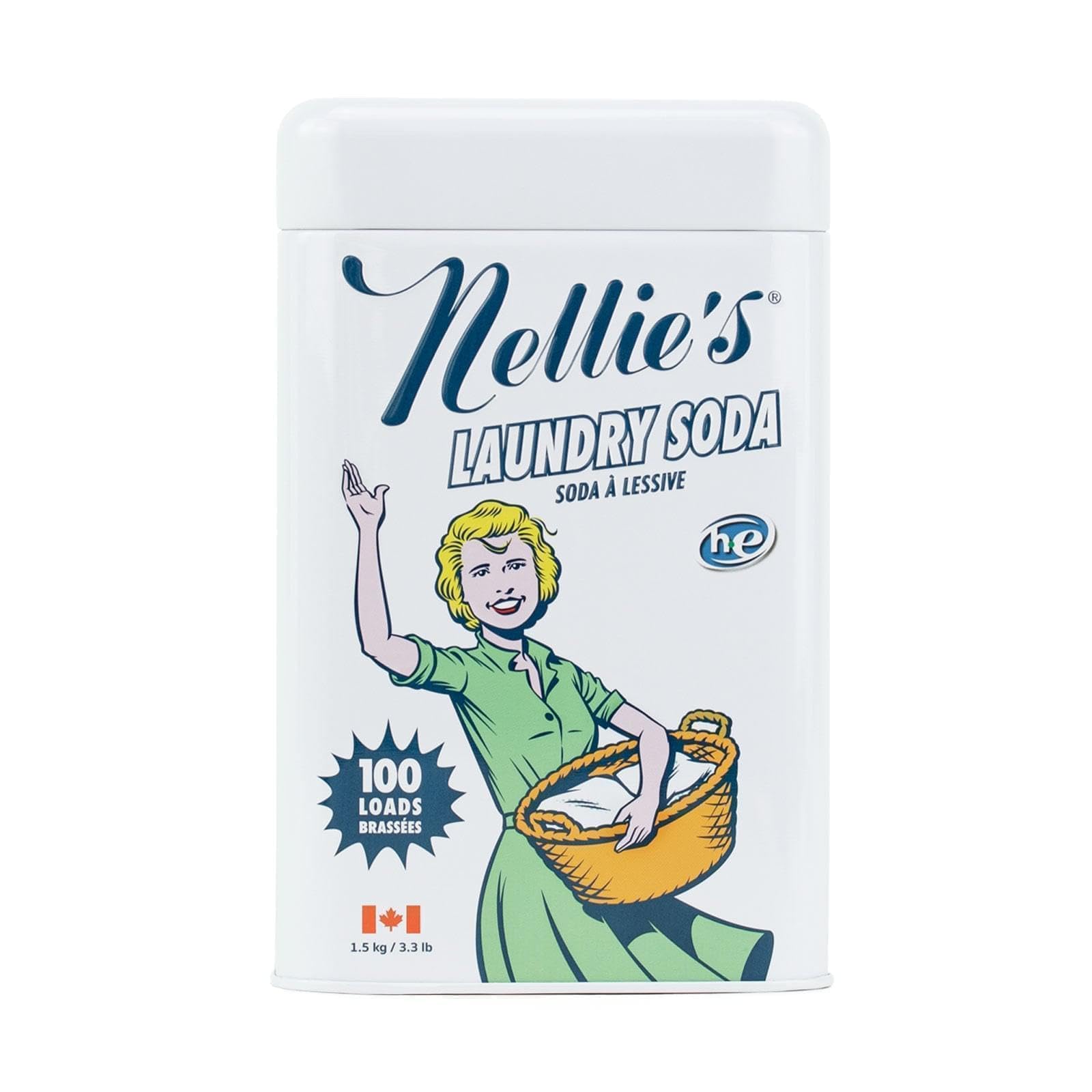 Nellie's Laundry Soda Bundle - 100 Scoops (Tin) & 50 Scoops (Pouch) - Concentrated & Septic Safe Formula - Safe for HE and Standard Washing Machines