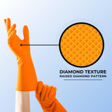 HandCare Orange 8 Mil Nitrile Disposable Gloves, Latex-Free, Diamond Textured Grip for Mechanic, Work & Cleaning Use