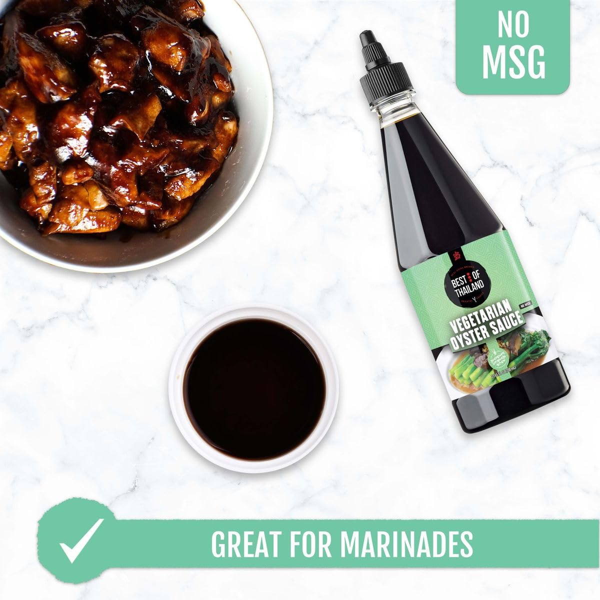 Best Of Thailand Vegetarian Oyster Sauce | [Improved NO MSG] Real Authentic Asian Brewed Vegan Sauces for Dressings & Cooking | Certified Kosher