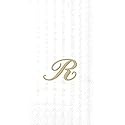 Ideal Home Range 3-Ply Paper Monogram Guest Towel, White/Gold (Pack of 2) (2, Letter R)