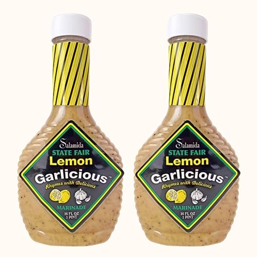 Salamida New York State Fair Lemon Garlicious Marinade, 16 oz (2-Pack) | All-Natural, Gluten-Free, Citrus & Garlic Infused Sauce for Fish, Poultry