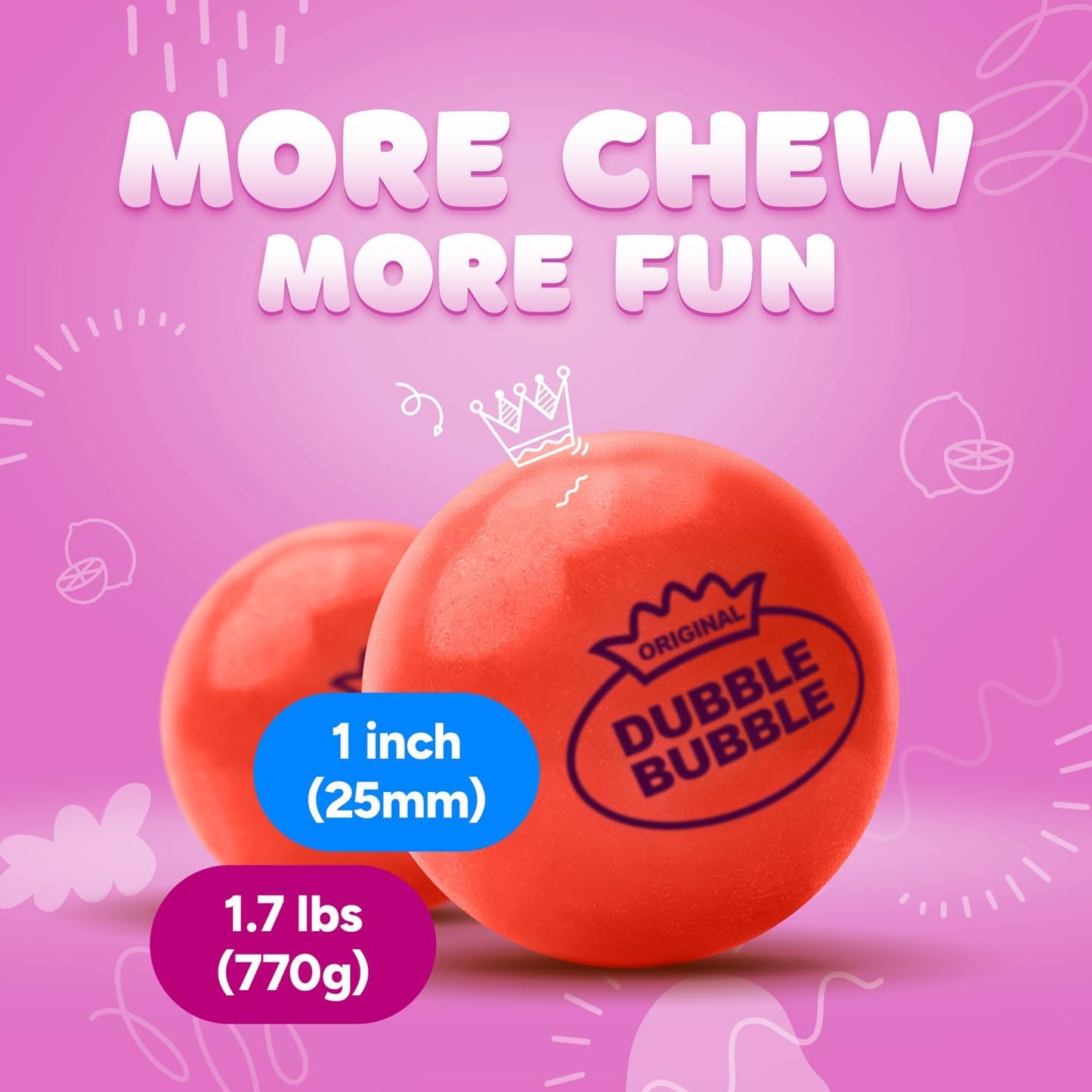 Gumballs for Gumball Machine - 1 Inch Large Bubble Gumballs - Pink Lemonade Flavored Bubble Gum - Pink Gumball - Kids Chewing Gum - Bulk Gum Balls 2