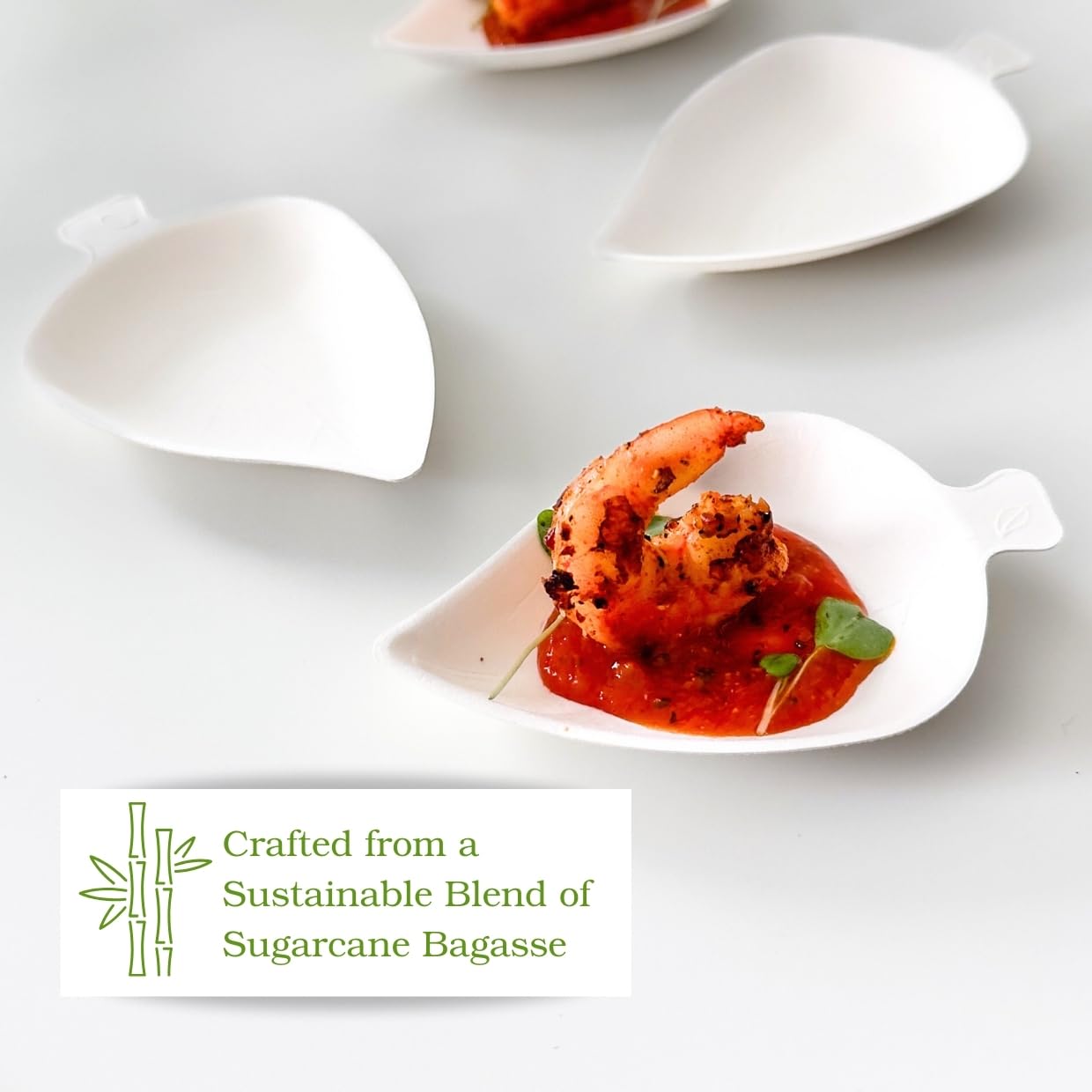 50ct Tiny Sugarcane Leaf Dish Eco Friendly Disposable Plates Tiny Serving Platter Appetizers Mini Dessert Party Plates Sustainable Bagasse Mini Plates
