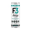 F3 Energy Tropical Theory Energy Drink - Muscle Building Sports Drinks w/BCAA, Panax Ginseng & Ginkgo Biloba - Natural Energy Drinks for Mental Focus