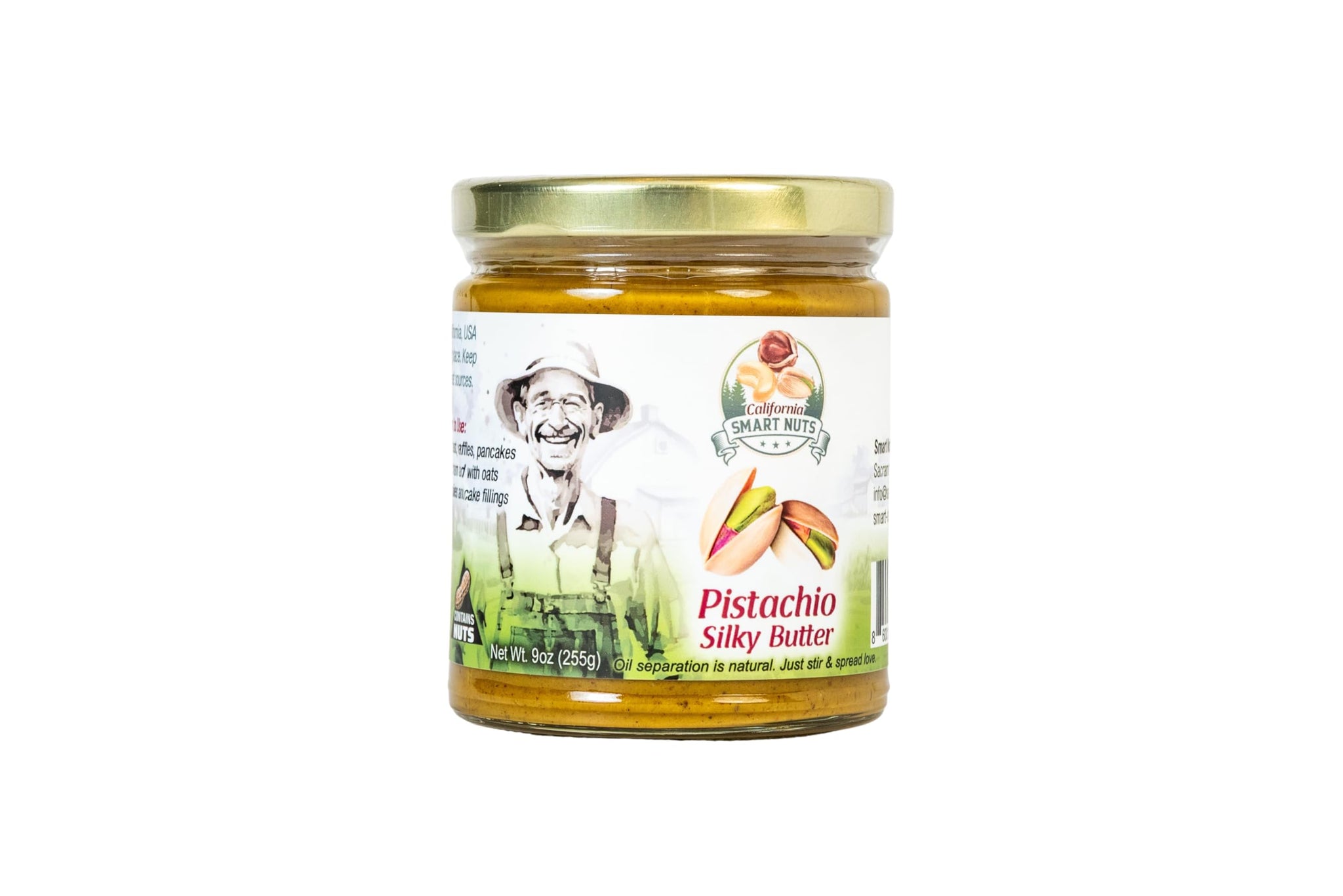 Smart Nuts Pistachio Nut Butter - Roasted Pistachios with Honey & Tahini, Creamy Artisan Spread, 9 oz