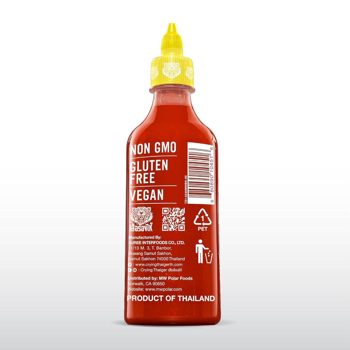 Crying Thaiger 17oz Sriracha Chili Sauce - Classic Thai Hot Sauce, Vegan, Gluten-Free, Non-GMO - Made in Thailand (Pack of 1)