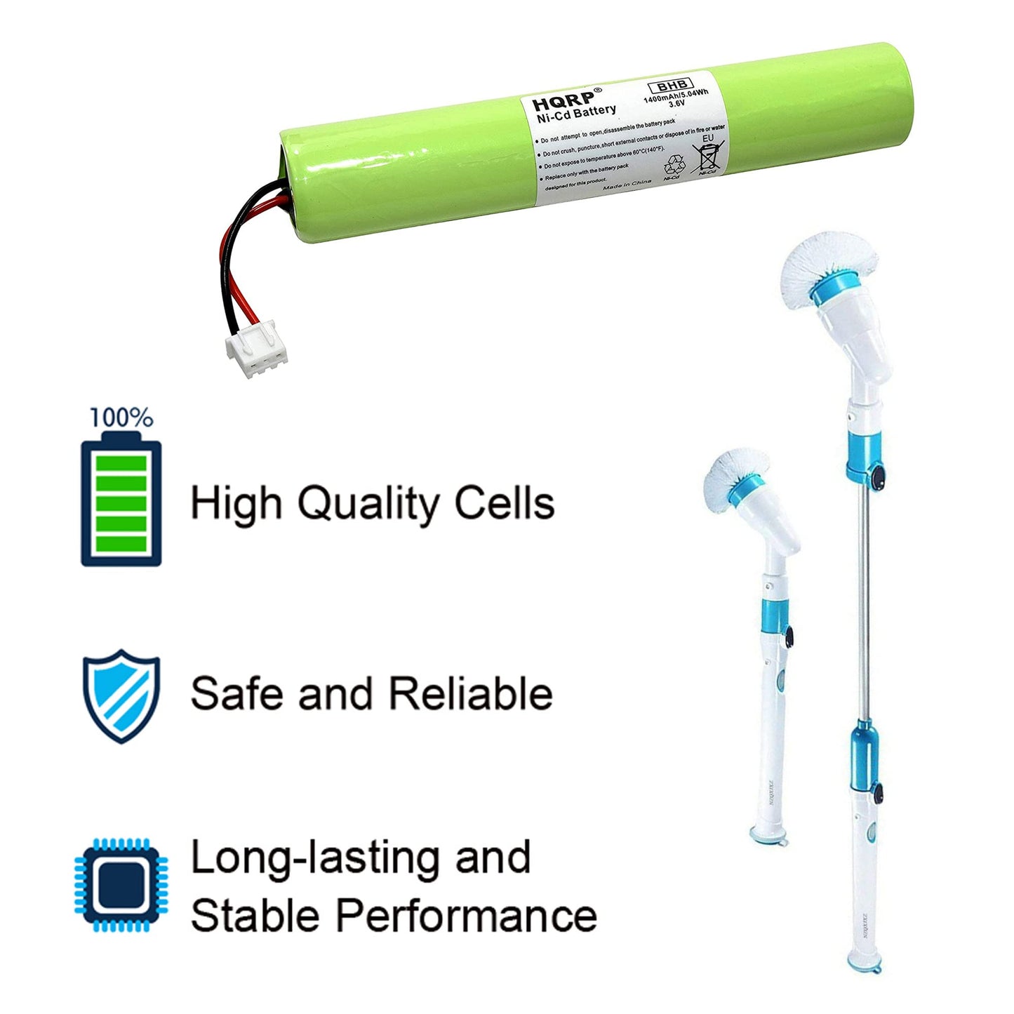 HQRP Battery Compatible with Hurricane Spin Scrubber Brush Cleaner Mop Spin-Scrubber Bathtub