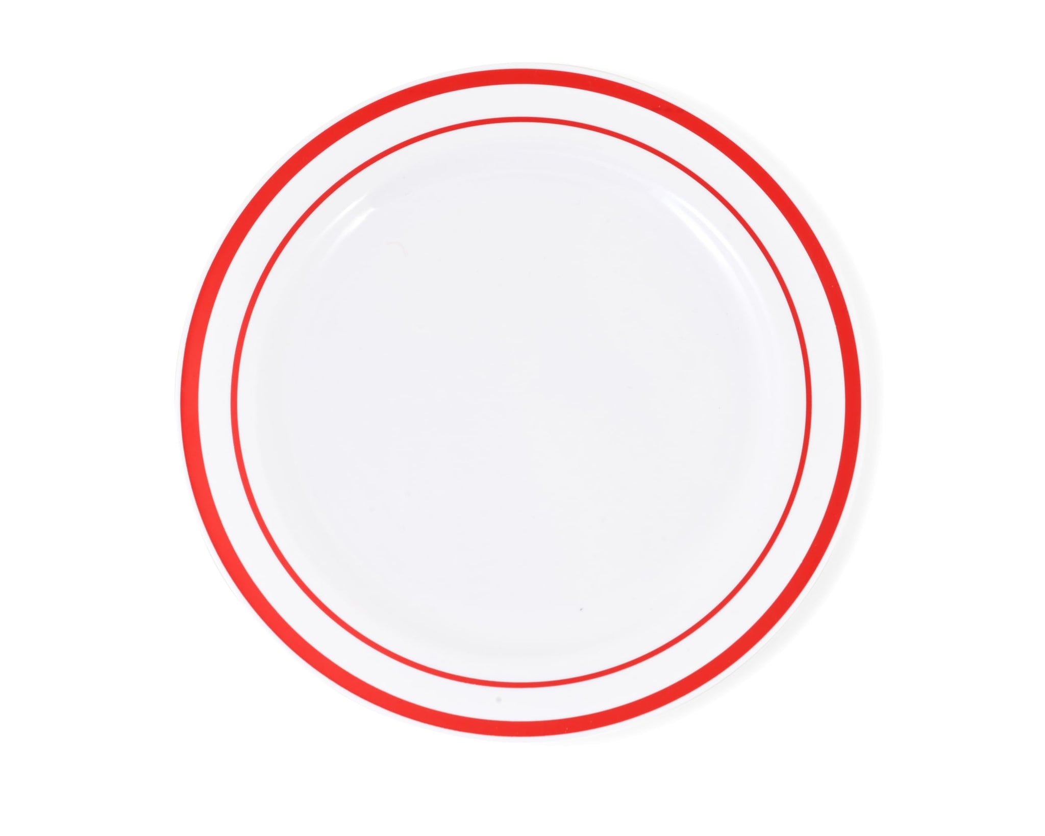 Crystal Ridge Tableware 120-Piece Premium Salad Plates Set - Disposable White Plastic With Red Rim for Party and Wedding