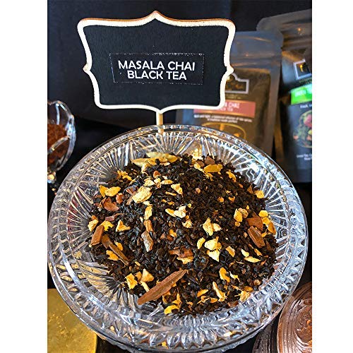 Organic Masala Chai Black Tea - Loose Leaves Blended With Natural Ingredient, Infused with Tea Spices-Cinnamon, Ginger, Cardamom-Energizes, Relieves