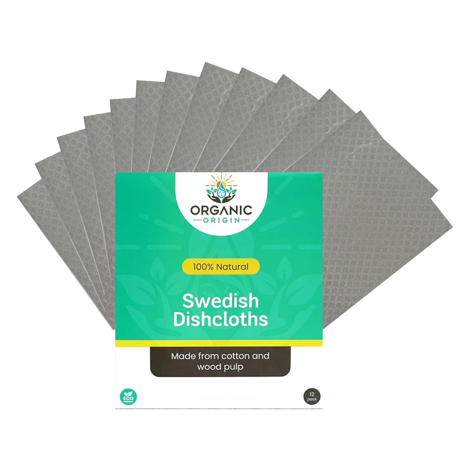 Swedish Dishcloths 12 Pack - Reusable Paper Towels for Kitchen, Absorbent Cellulose Sponge Cleaning Cloths, Washable Dish Rags, Quick Drying Kitchen