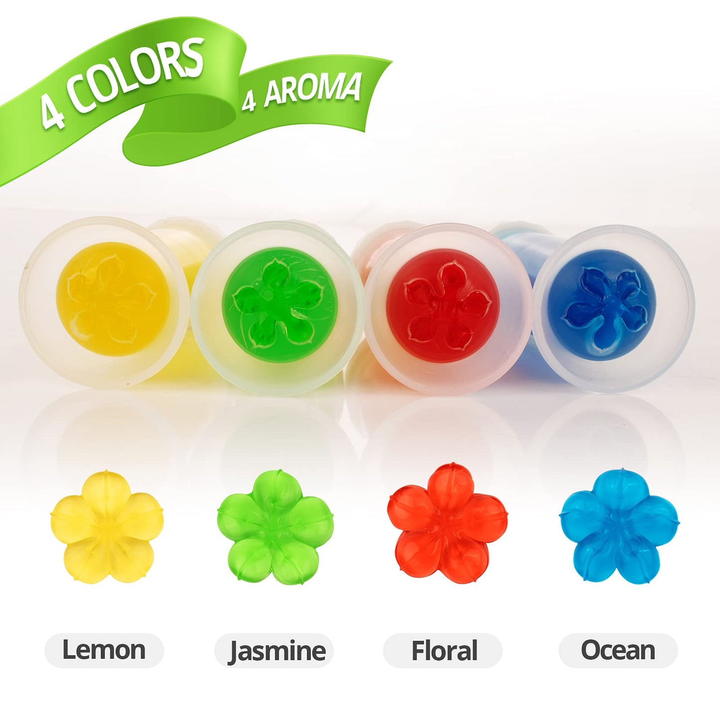SINOKF Toilet Gel Stamp, 4Pcs/36 Count Flower Fragrance Bathroom Deodorizer Bowl Cleaner Toilet Jerry