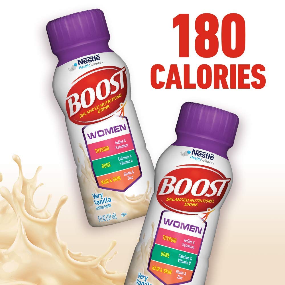 BOOST Women Balanced Nutritional Drink, Very Vanilla, 8 Ounce Bottle (Pack of 6) (Packaging May Vary)