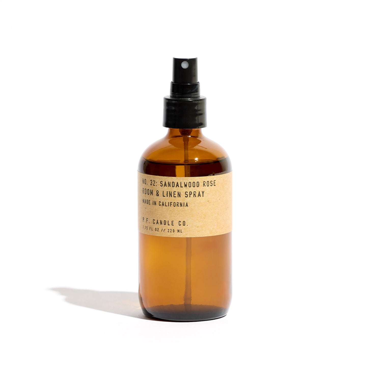 P.F. Candle Co. Sandalwood Rose Scented Room & Linen Spray (7.75 fl oz) Amber Glass Bottle, Fine Fragrance Oil, Quick Fabric and Air Refresher, Made