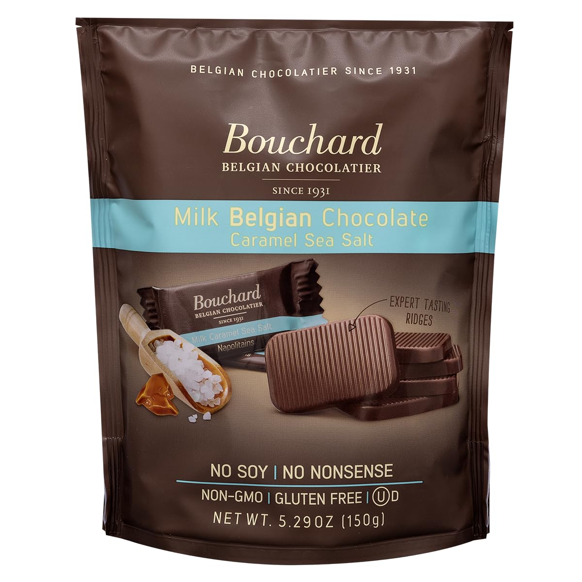 Bouchard Belgian Milk Chocolate with Caramel & Sea Salt (5.29 OZ / 150g) (Pack of 3)