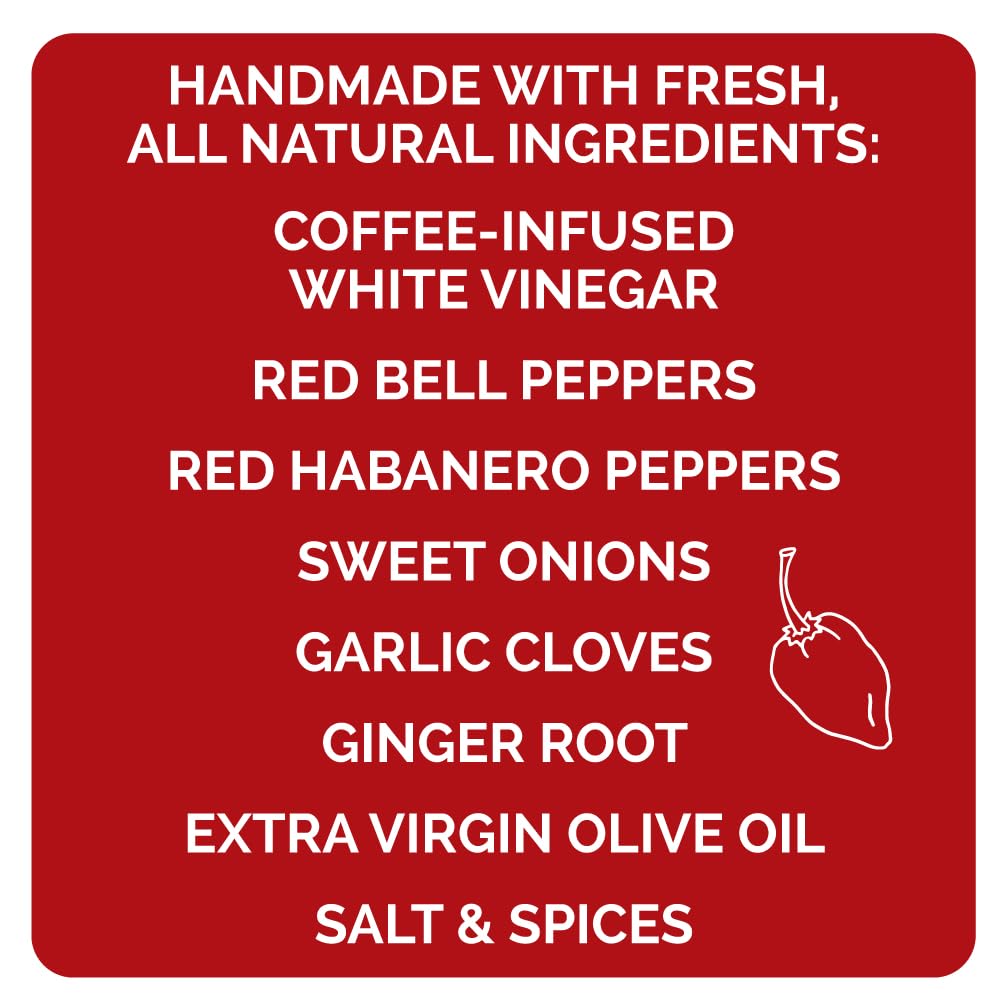 Queen Majesty Red Habanero & Black Coffee Hot Sauce, 5 oz - All Natural Habanero Condiment - Fair Trade, Vegan, Gluten Free, non GMO, Sugar Free