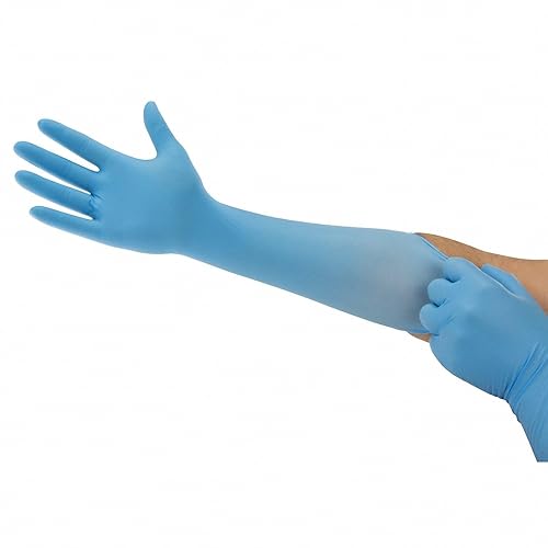 Microflex ISO 93-243 Blue Medium Powder Free Disposable Gloves - 12 in Length - 4.7 mil Thick - 93243080 [PRICE is per BOX]