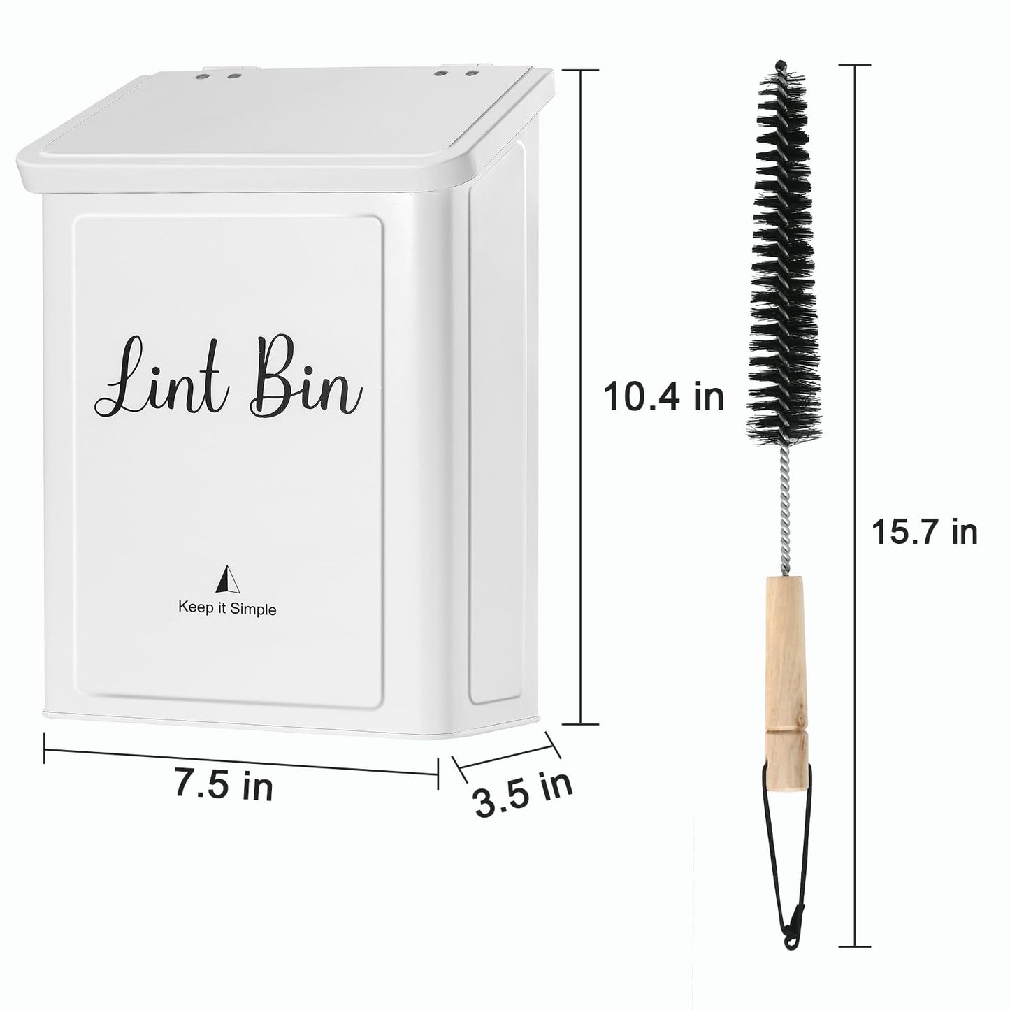 SUBEKYU Magnetic Lint Bin for Laundry Room, Wall Mounted Metal Lint Box Holder Trash Can with Lid for Dryer,Lint Basket for Laundry Room