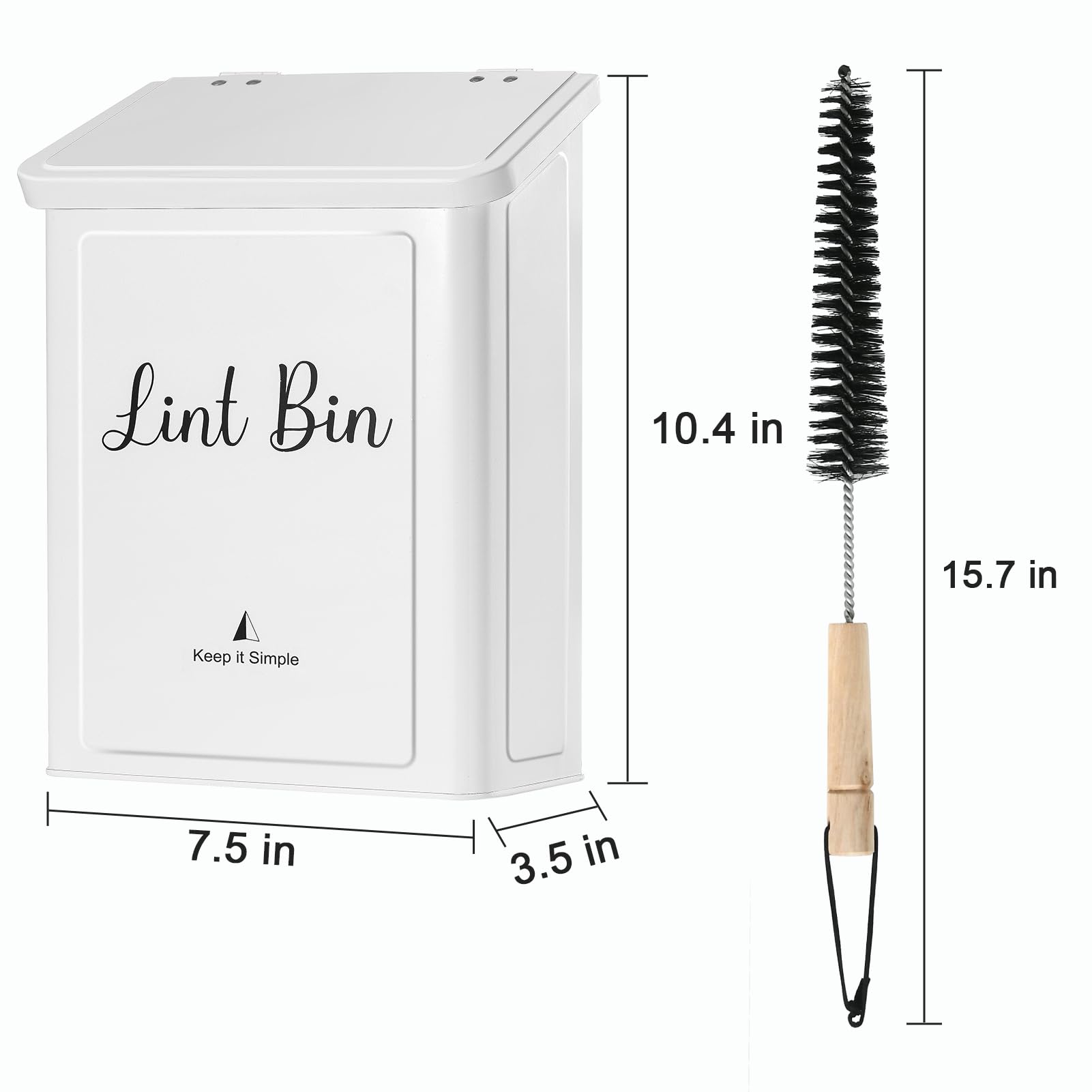 SUBEKYU Magnetic Lint Bin for Laundry Room, Wall Mounted Metal Lint Box Holder Trash Can with Lid for Dryer,Lint Basket for Laundry Room
