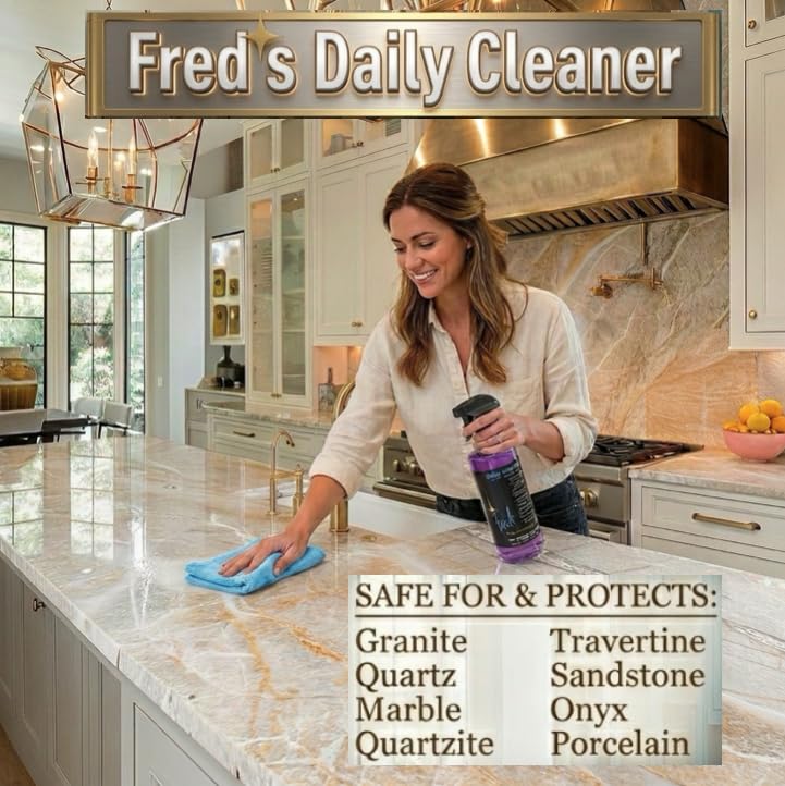 Fred's Daily Cleaner - Multi-Surface, Natural Stone Safe, Neutral pH, Streak-Free Counter Cleaner 32 Ounce Spray