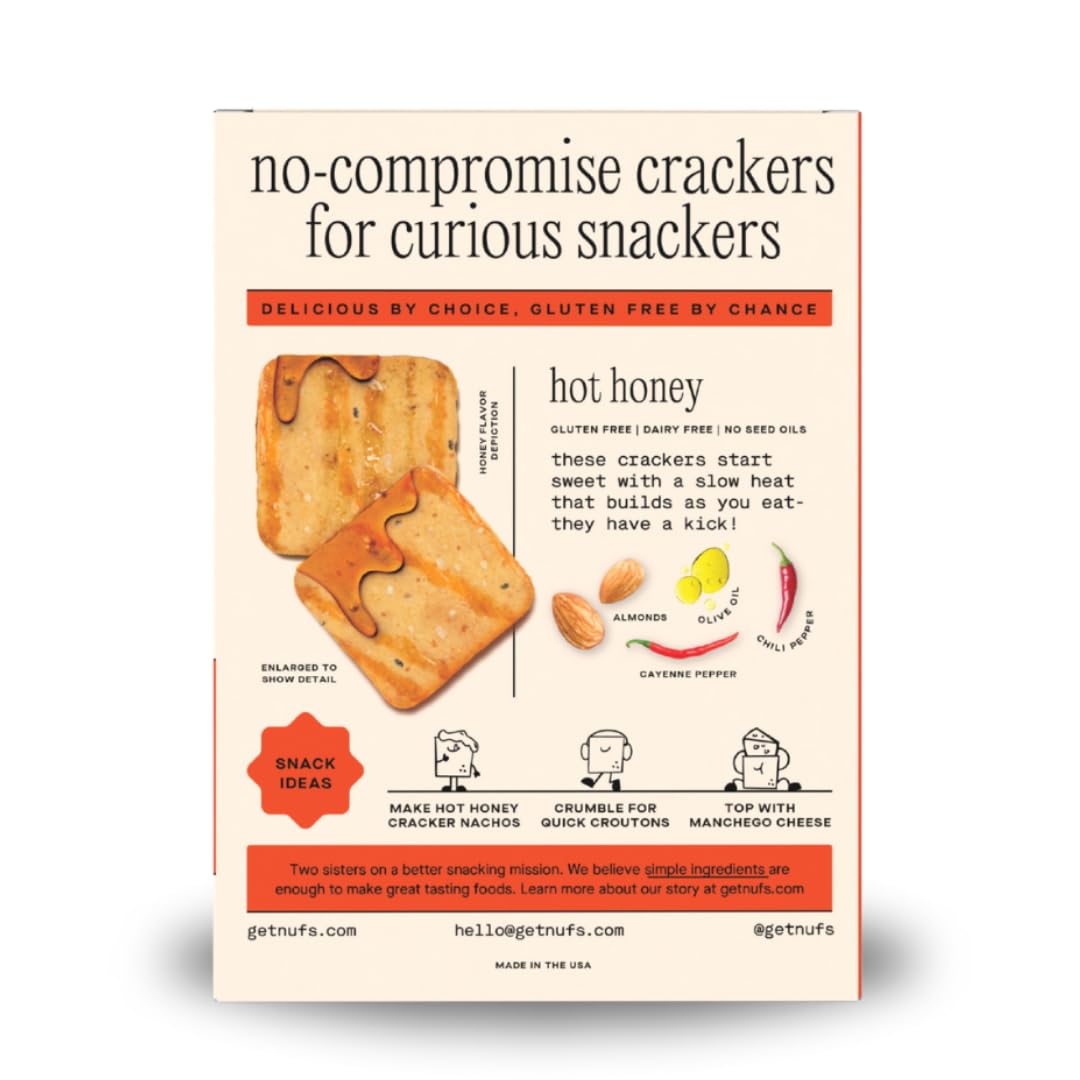 NUFS Hot Honey Crackers - Gluten Free, Dairy Free, No Seed Oils - Delicious healthy snacks, 4.25 oz (Pack of 6)…