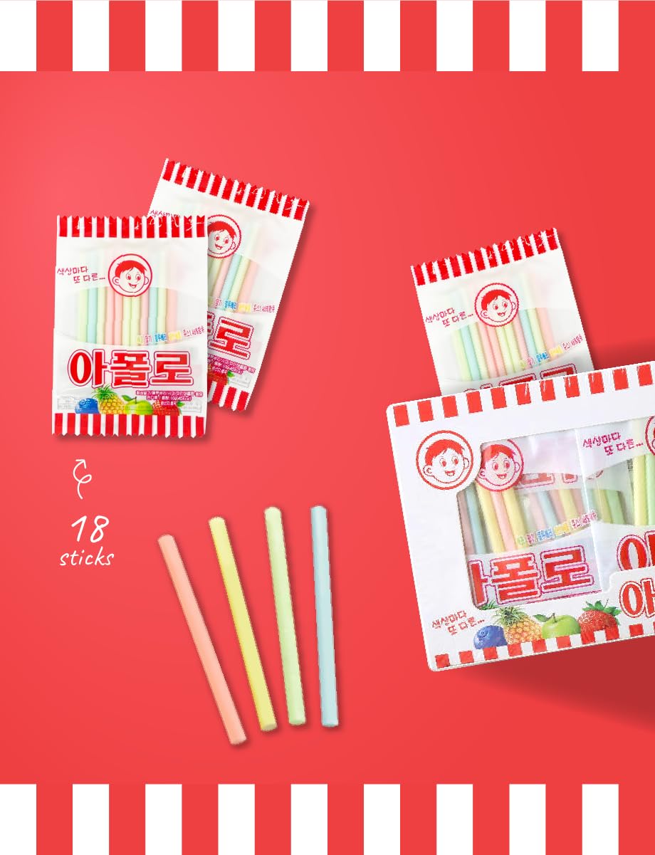 [Pack of 2] Korean Snack Apollo Straw Candy (10g x 18 packs) - Assorted Flavor Korean Snack Old School Childhood