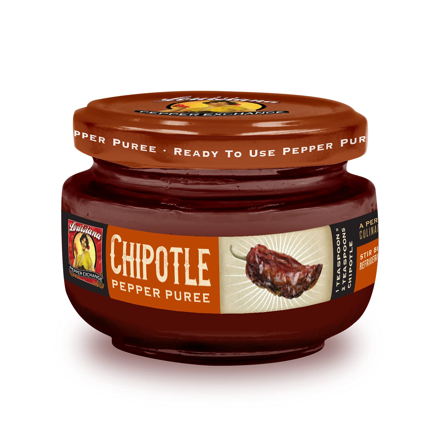 Chipotle - Louisiana Pepper Exchange - Fresh Pepper Replacement (Chipotle Pepper Puree) 1 Jar - Plant-Based, Gluten-Free. Replace Chipotle in Adobo