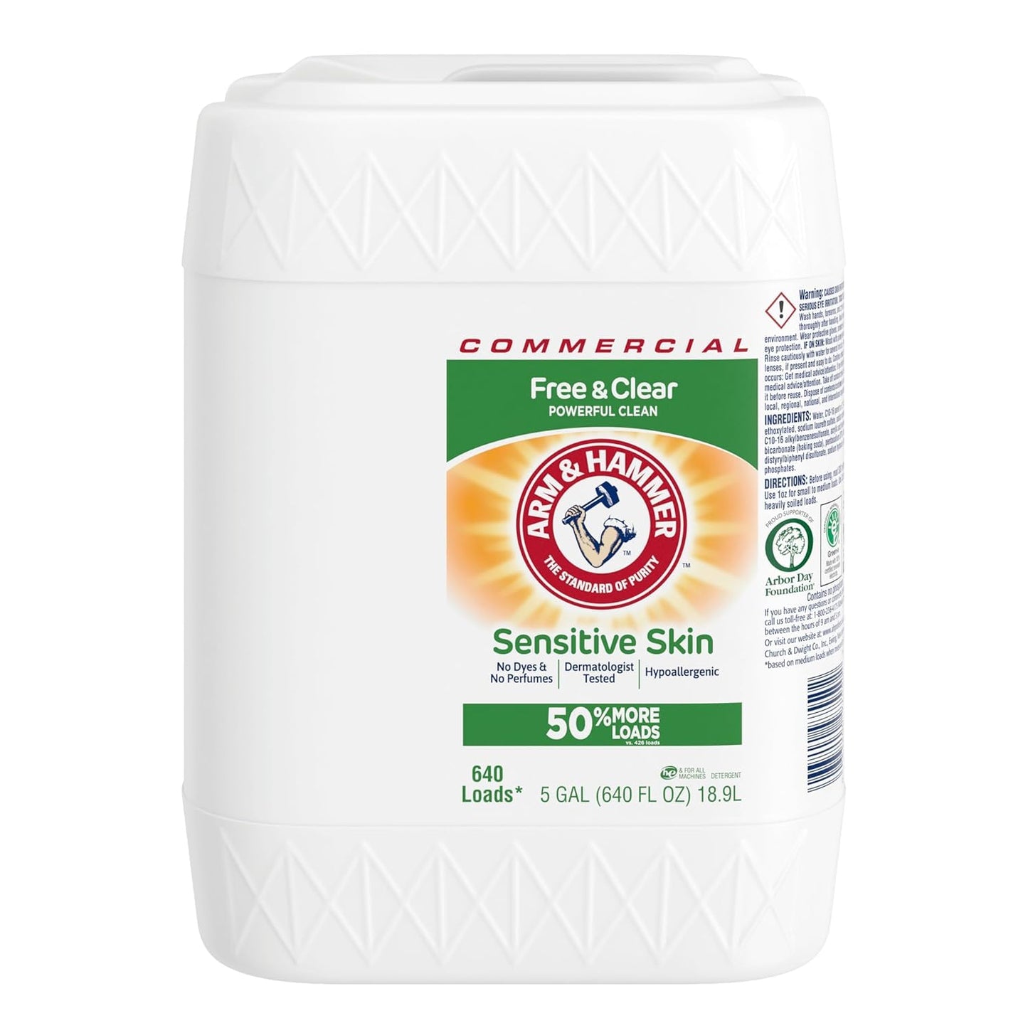 Arm & Hammer Liquid Laundry Detergent Professional, Sensitive Skin, 5 Gallon (Pack of 1) 640 Loads