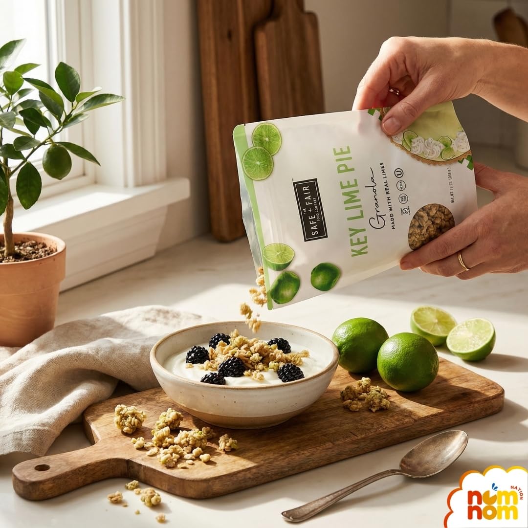 Safe + Fair Key Lime Pie Granola 12 oz - Pack of 3 - Protein Granola Cereal - Gluten Free Cereal and Oatmeal Alternative - Healthy Protein Cereal