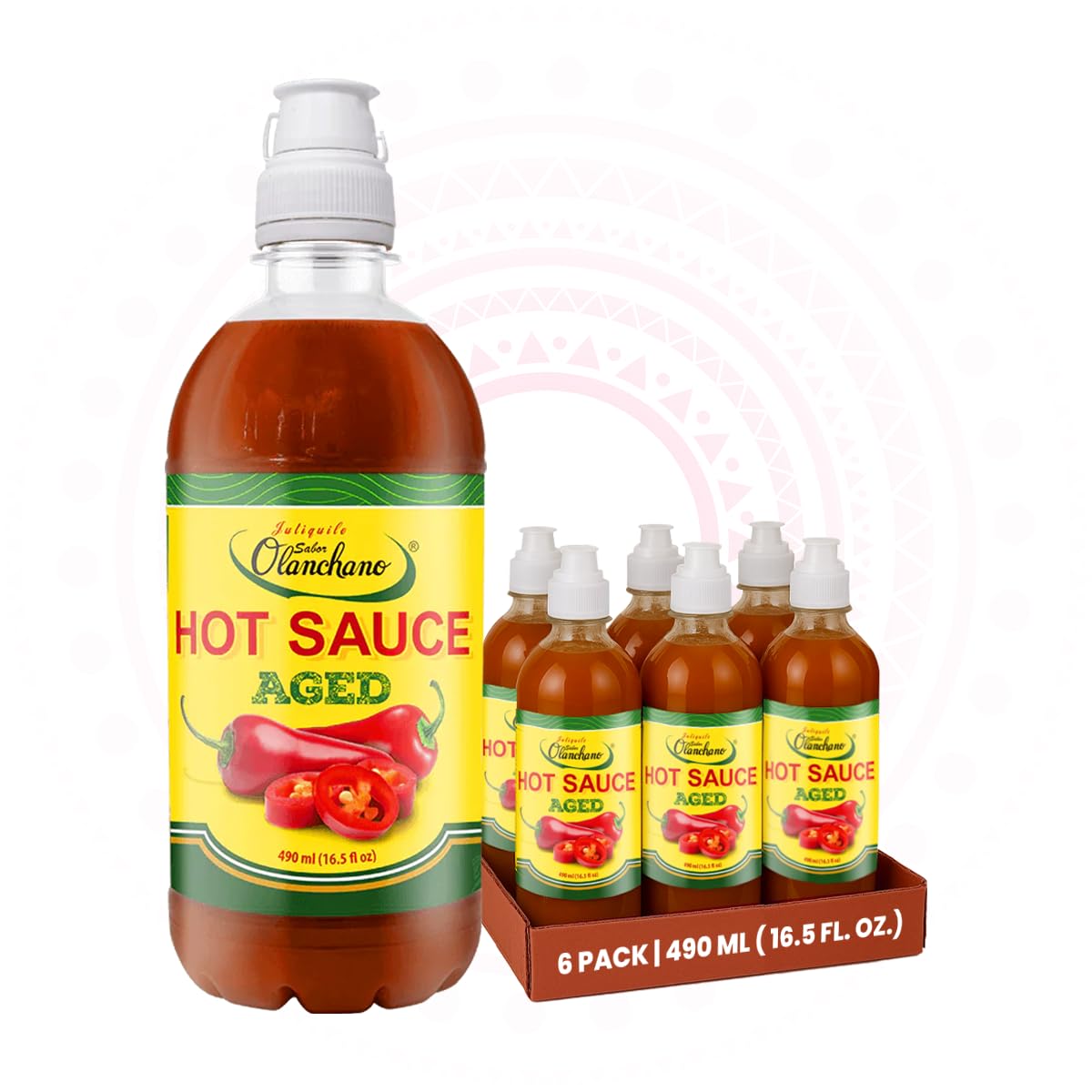 Jutiquile Sabor Olanchano Mild Hot Sauce Aged with Jalapeño from Olancho, Rich Flavor & Vibrant Color, Perfect for Enhancing Your Meals, Pantry Staple