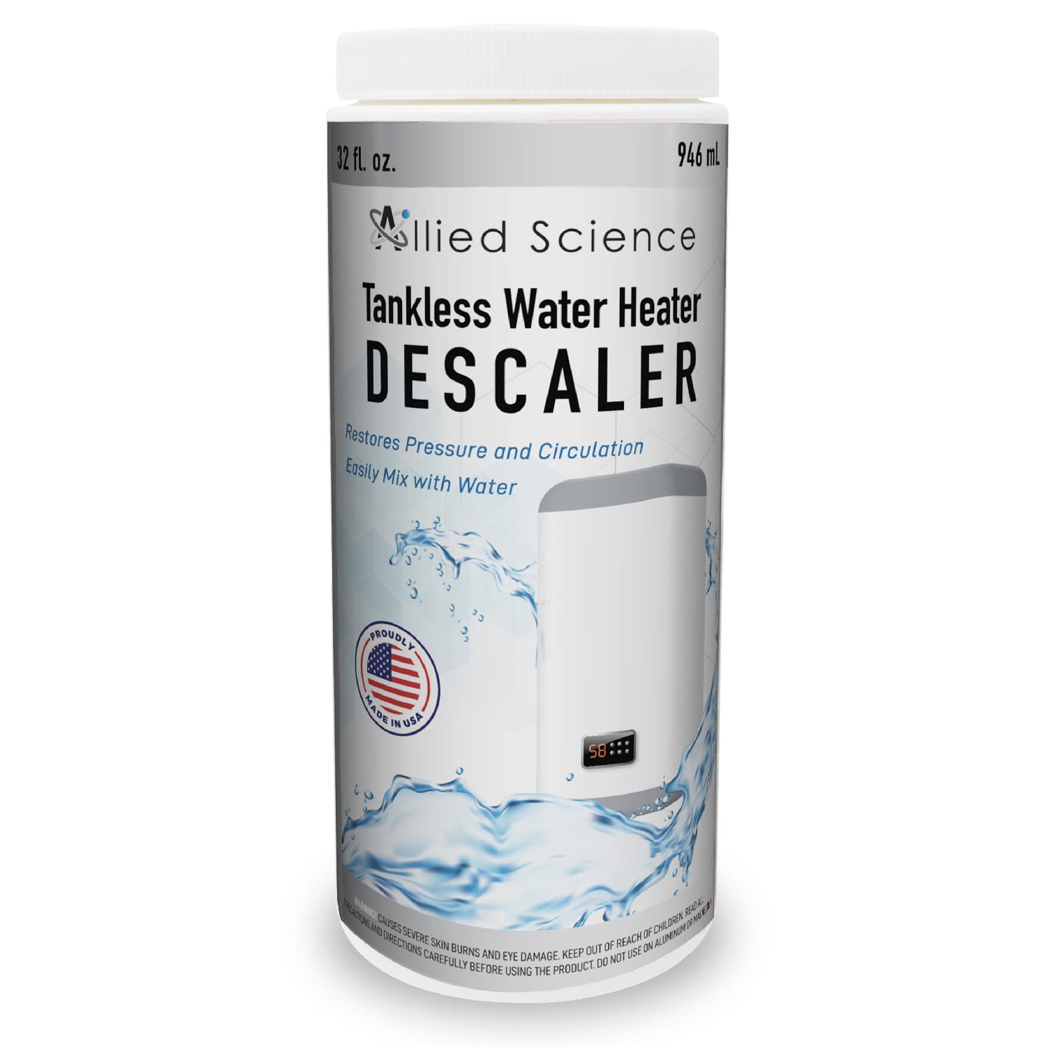 Allied Science Tankless Water Heater Flush Kit with 1.2 lbs of Descaler Powder Solution and 1/6HP Extra Strength Pump