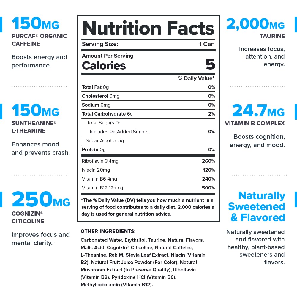 Legion Energy Drink - Naturally Sweetened and Flavored Healthy Energy Drinks - Sugar Free Energy Drinks w/Natural Caffeine, Theanine, Taurine