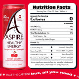 ASPIRE® Sweet Cherry, Healthy Energy Drink 80mg Natural Caffeine, Zero Sugar No Carbs Keto Friendly, 12 Pack Green Tea Sugar Free Drink Low Caffeine